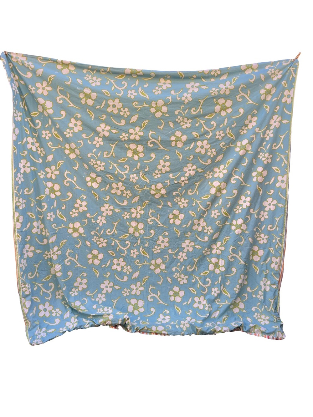 Vintage Y2K PB Teen Wahine Hibiscus and Stripe Full Size Duvet Cover